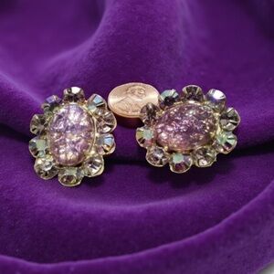 Kramer Earrings- Vintage Earrings, Aurora Borealis earrings, Mid century jewelry